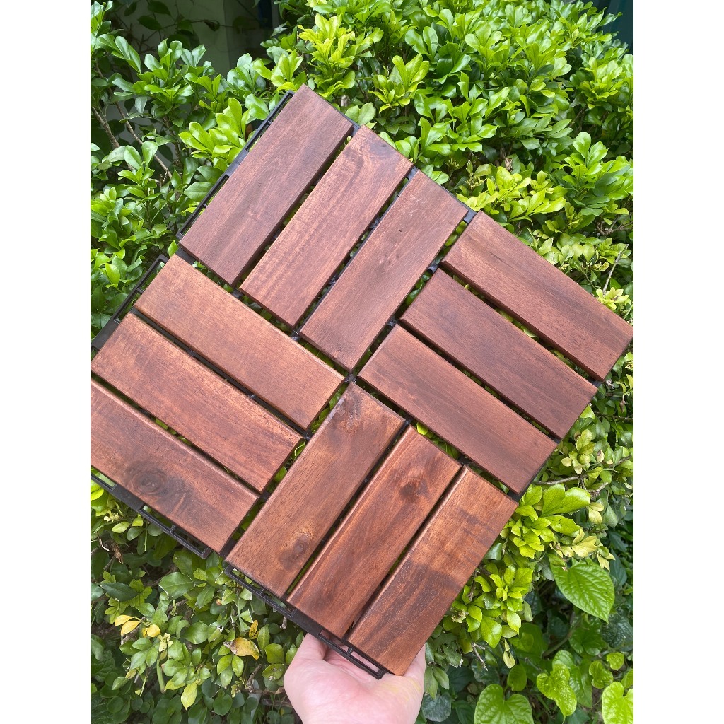 Combo 30 tấm sàn gỗ lót ban công ngoài trời 30x30x2cm - Tấm Ván Lót Sàn Gỗ Vỉ Nhựa Chịu Nước Tốt
