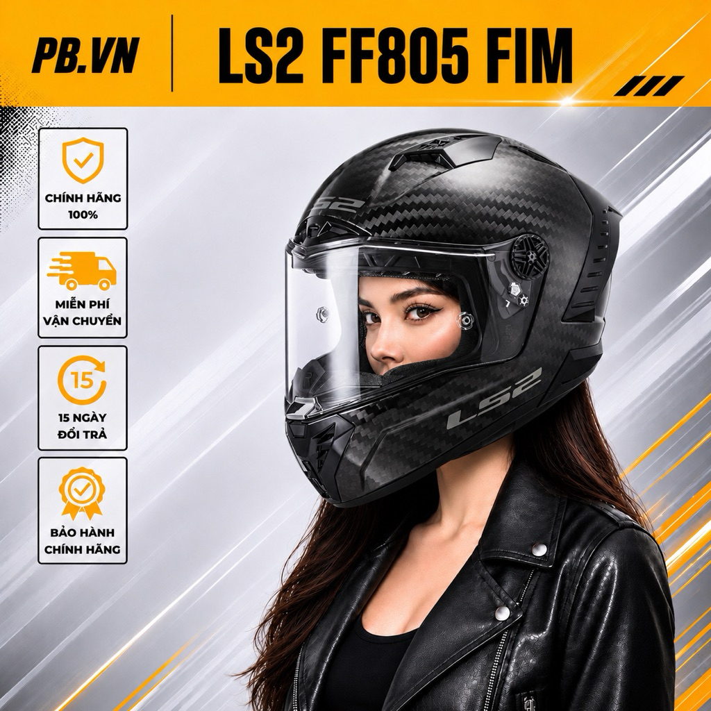 Mũ Bảo Hiểm Fullface LS2 FF805 Thunder FIM Full Carbon Chính Hãng, Pinlock, Siêu Nhẹ Chuẩn FIM