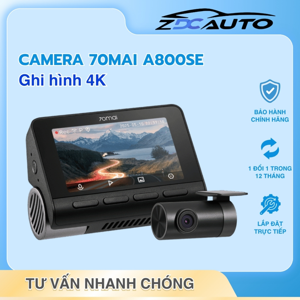 Camera Hành Trình 70mai A800SE Ghi Hình Trước Sau 4K