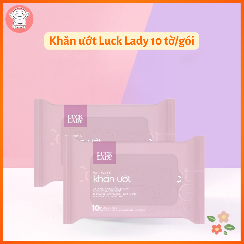 Khăn/giấy ướt  Luck Lady Collagen không hương liệu 10 Tờ