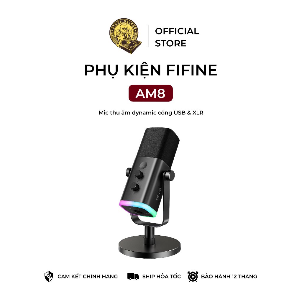 Mic thu âm FIFINE AM8 dynamic cổng USB/XLR | Bảo hành 12 tháng