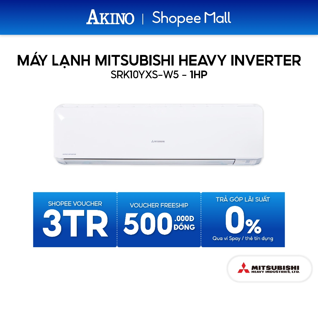 SRK10YXS-W5 / Máy Lạnh Mitsubishi Heavy Inverter Tiết Kiệm Điện 9.000BTU/1HP/1Ngựa