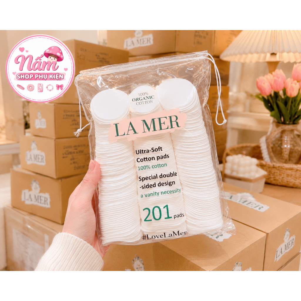 Bông Tẩy Trang Lamer 201 Miếng 100% Cotton Mềm Mịn P0642 Lamer Chính Hãng NAMSHOP
