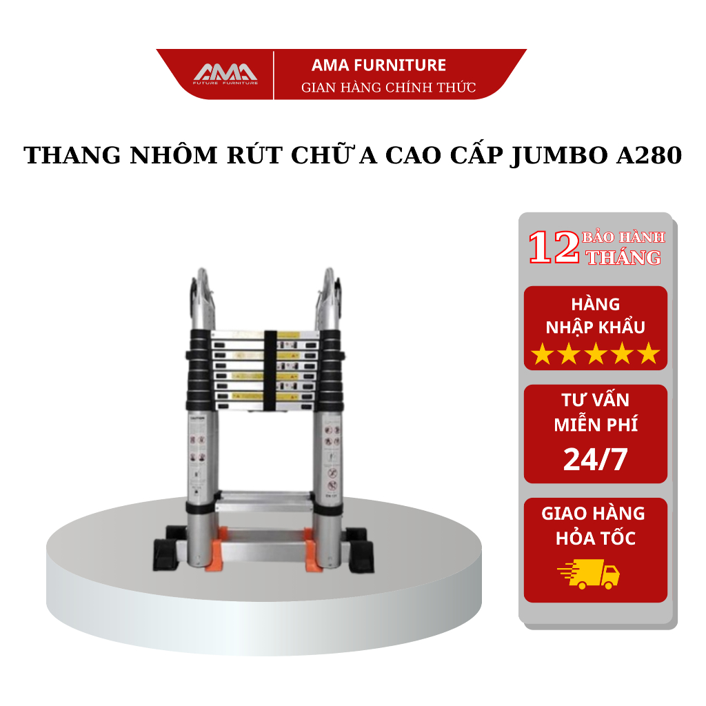 Thang nhôm rút chữ A cao cấp Jumbo A280