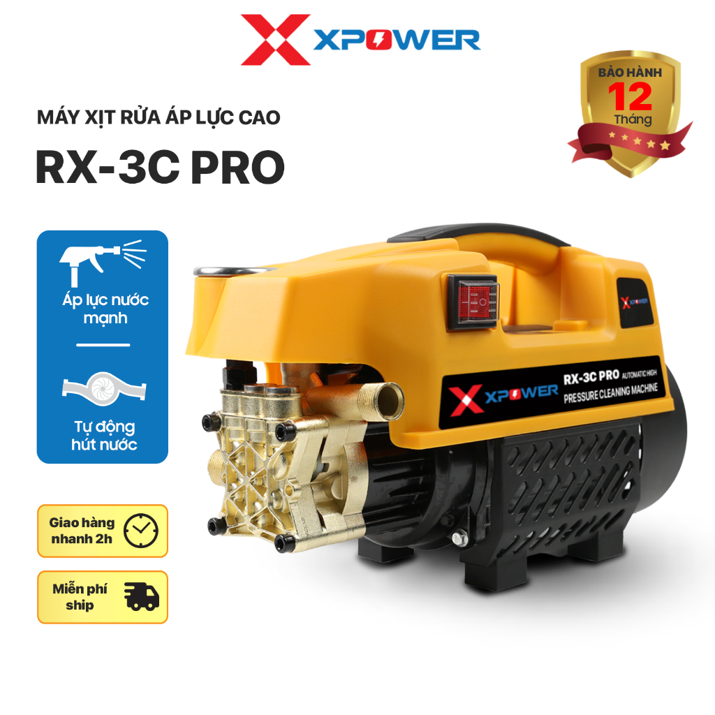 SVIP Máy xịt Rửa Xe cao áp XPOWER RX-3C Pro Áp Lực Cao, Máy xịt rửa gia đình, tặng bình bọt tuyết