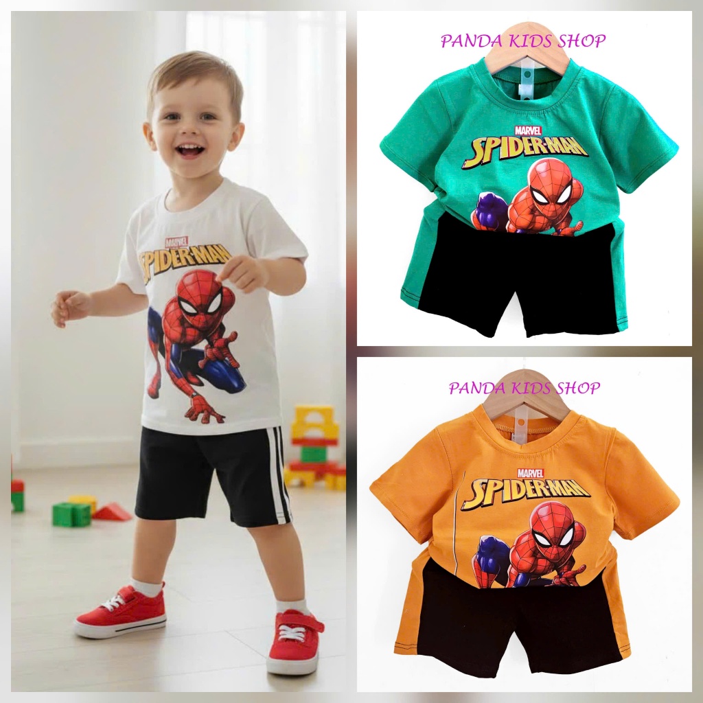 (10-18kg) Bộ cộc tay hình siêu nhân nhện siêu ngầu cho bé trai BN190