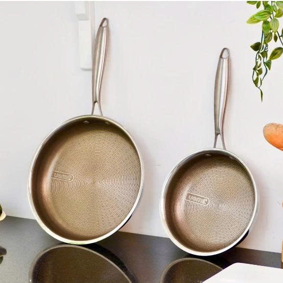 Chảo inox cạn lòngTitanium JIWON G2820 inox 316 chống dính tự thân, không cần tôi chảo