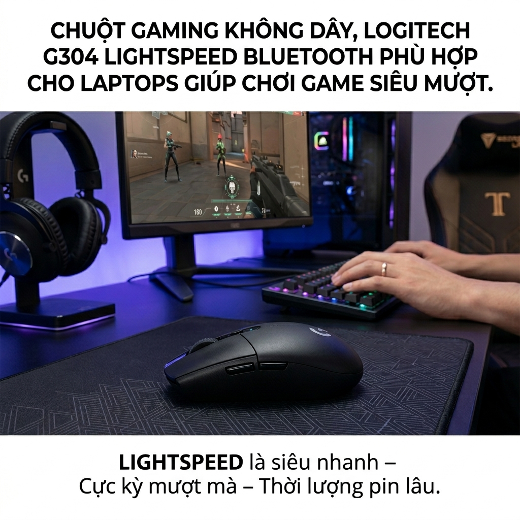 Chuột Logitech G304 Gaming Wireless, 6 Nút Tùy Chỉnh, Cảm Biến Hero Thế Hệ Mới