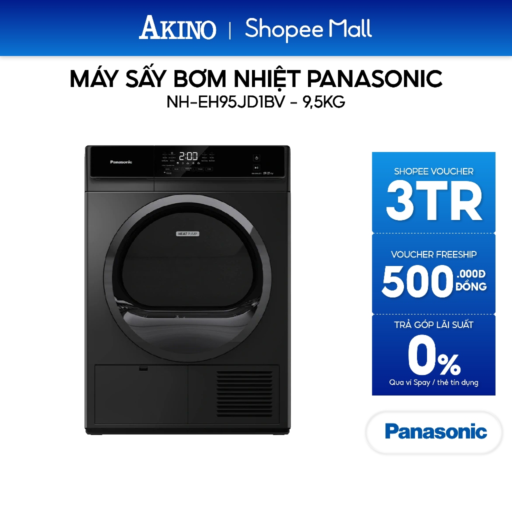 NH-EH95JD1BV | Máy sấy Lồng Ngang bơm nhiệt Panasonic 9.5 kg