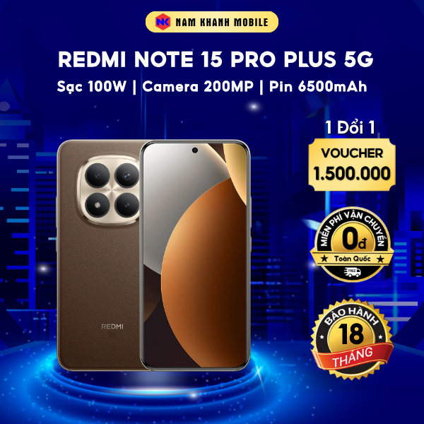 Điện thoại Redmi Note 15 Pro Plus 5G | 12/256GB | Camera 200MP | Pin 6500mAh | Nam Khanh Mobile
