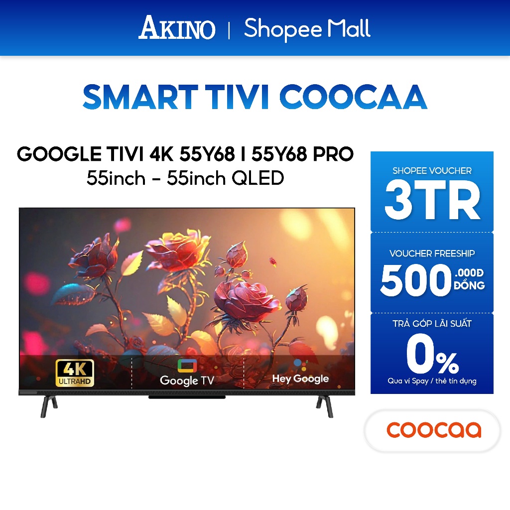 55Y68 I 55Y68 PRO - Google Tivi Coocaa 55 inch 4K - Hàng Chính Hãng