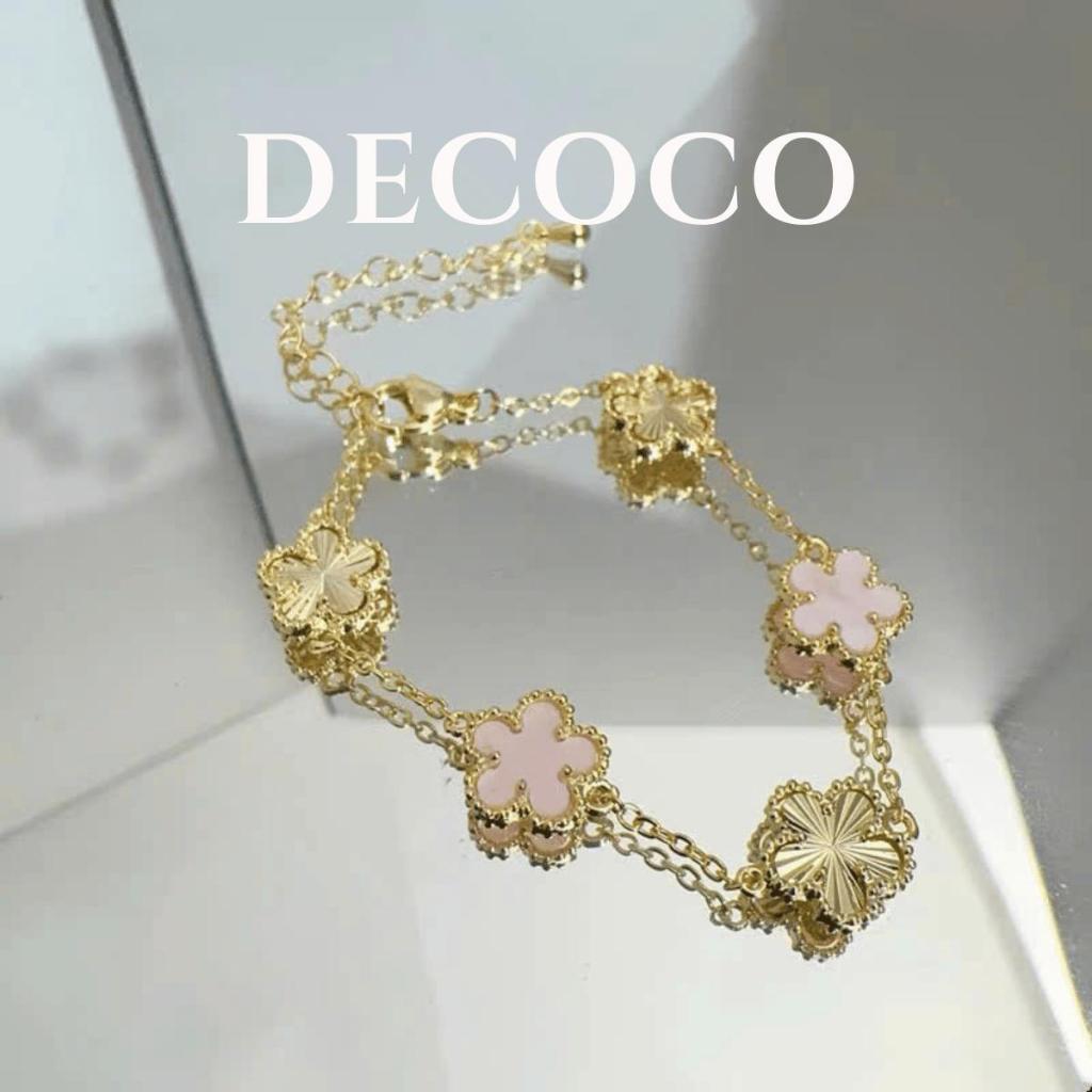 Vòng tay nữ LENA charm hoa 5 cánh may mắn mạ vàng DECOCO ( kèm Túi giấy + Hộp + Thiệp) | BigBuy360 - bigbuy360.vn