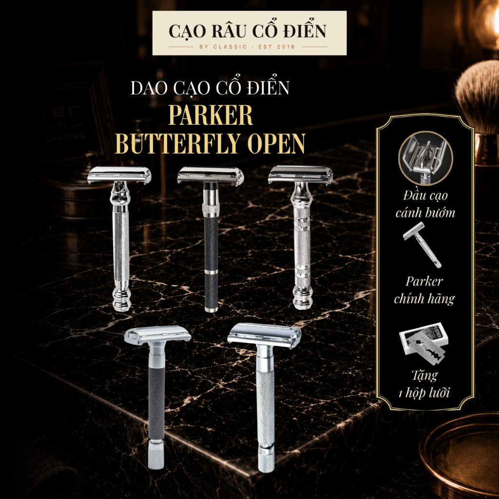 Dao cạo râu Parker Butterfly Open Safety Razor