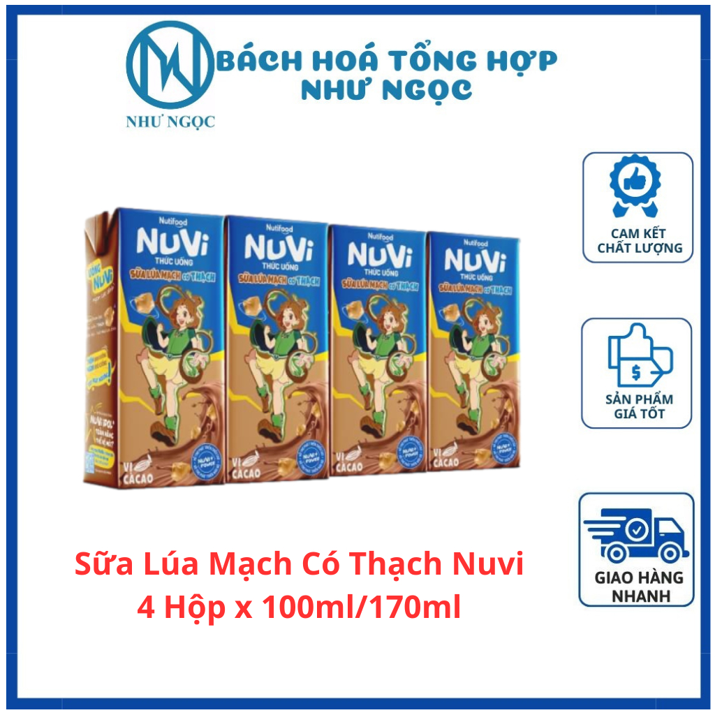 Thức Uống Sữa Lúa Mạch Cacao NuVi NutiFood Có Thạch 100ml/170ml