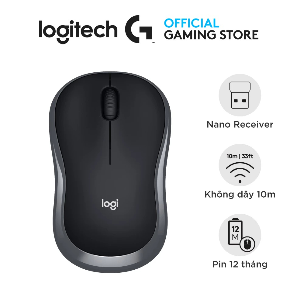 Logitech M186 Wireless Mouse - USB 2.4Hz, Compact