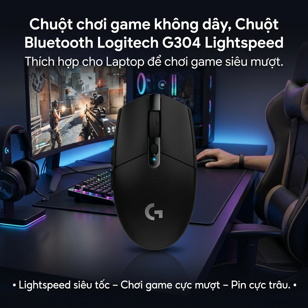 Chuột Không Dây Logitech G304 Chính Hãng, Hero Sensor, Lightspeed Độ Trễ Thấp