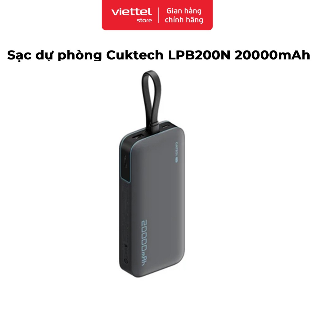 Sạc dự phòng Cuktech LPB200N 20000mAh Chính hãng | Sạc Nhanh 40W | Công Nghệ ADC Thông Minh