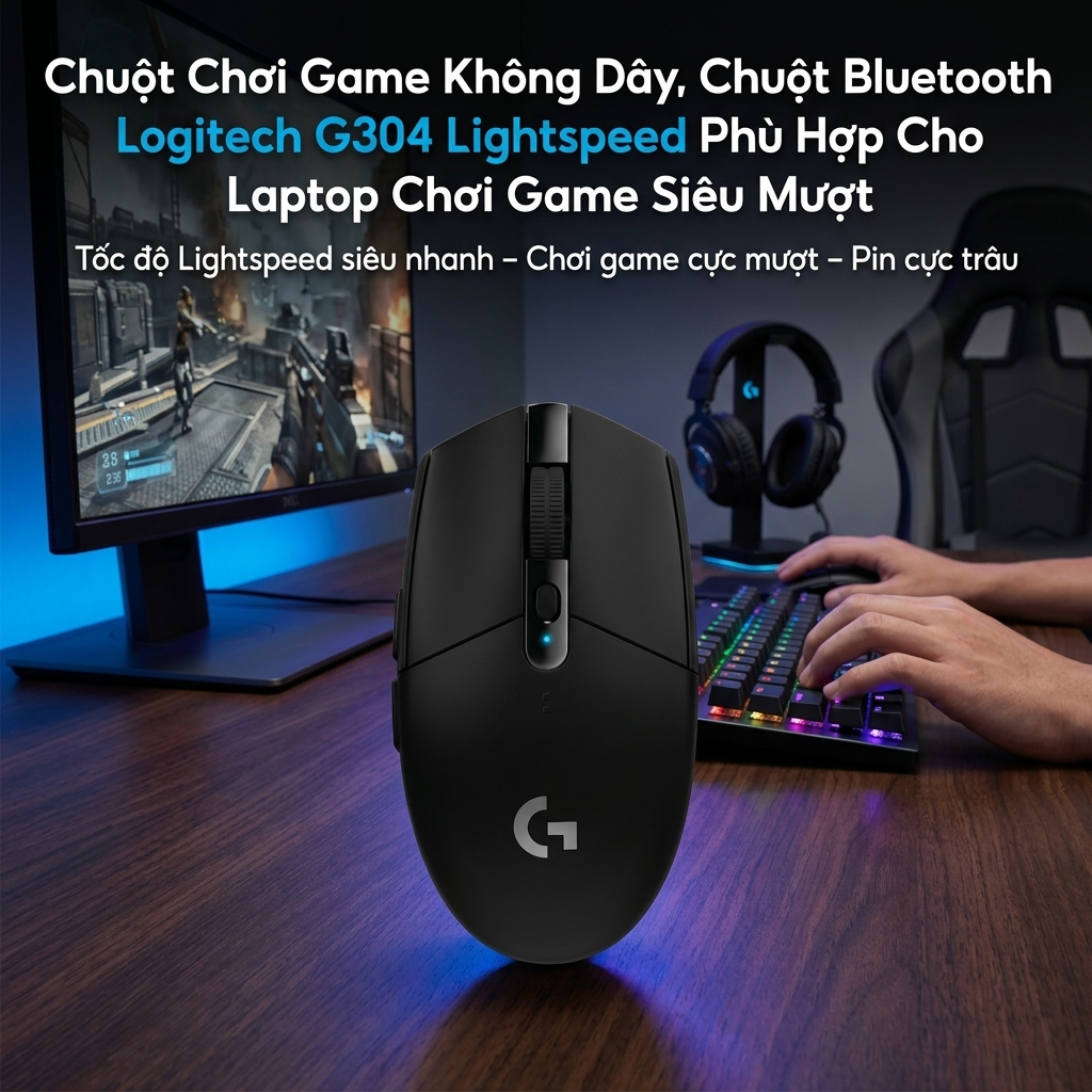 Chuột Gaming Logitech G304 Hero, Không Dây Lightspeed, 6 Nút Tùy Biến