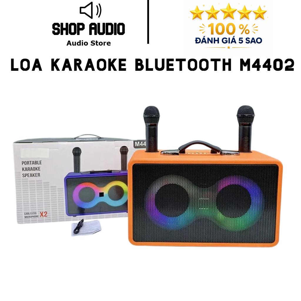 Loa Karaoke M4402 Kèm 2 Micro Cao Cấp, Hỗ Trợ Chỉnh Bass, Treble. Loa M4402 Công Suất Lên Tới 40W Th