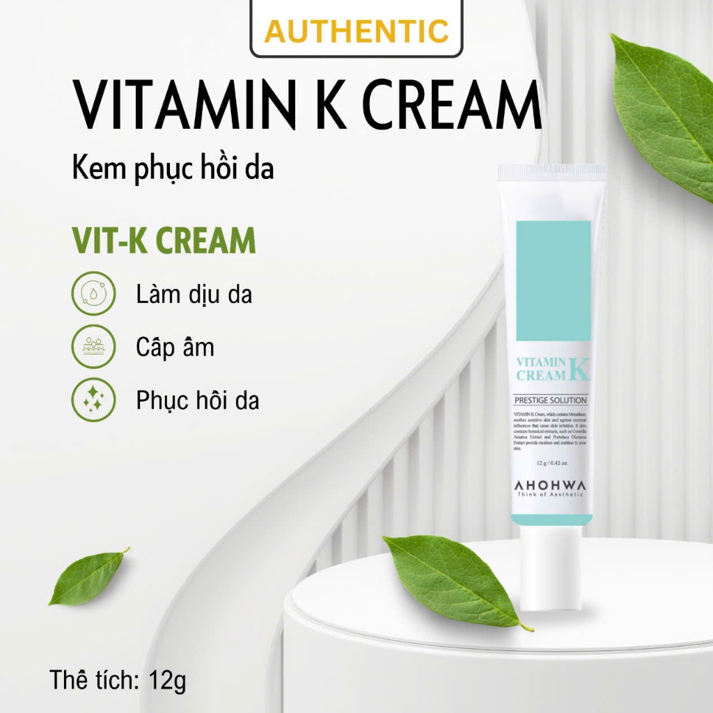 Kem Dưỡng Phục Hồi Ahohwa Vitamin K Cream - Phục Hồi Da Mỏng Đỏ, Giãn Mao Mạch, Làm Dịu Da, Mờ Sẹo
