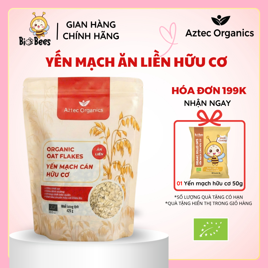 Yến Mạch Ăn Liền Hữu Cơ Aztec Organic 425g Cho Bé Ăn Dặm Ngũ Cốc Organic Healthy Eatclean
