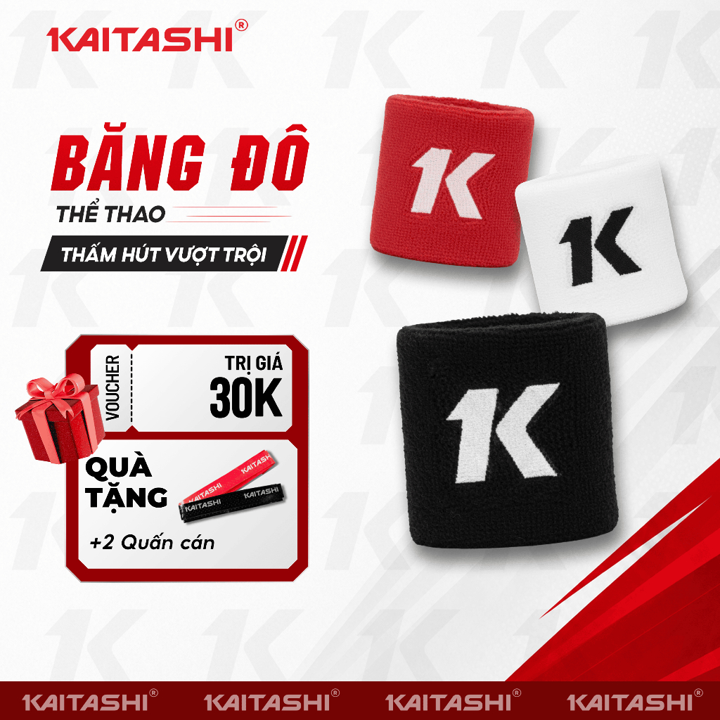 BĂNG ĐÔ CHẶN MỒ HÔI TAY THỂ THAO KAITASHI, THẤM HÚT MỒ HÔI, CO GIÃN 4 CHIỀU, CHỐNG TRƠN TAY