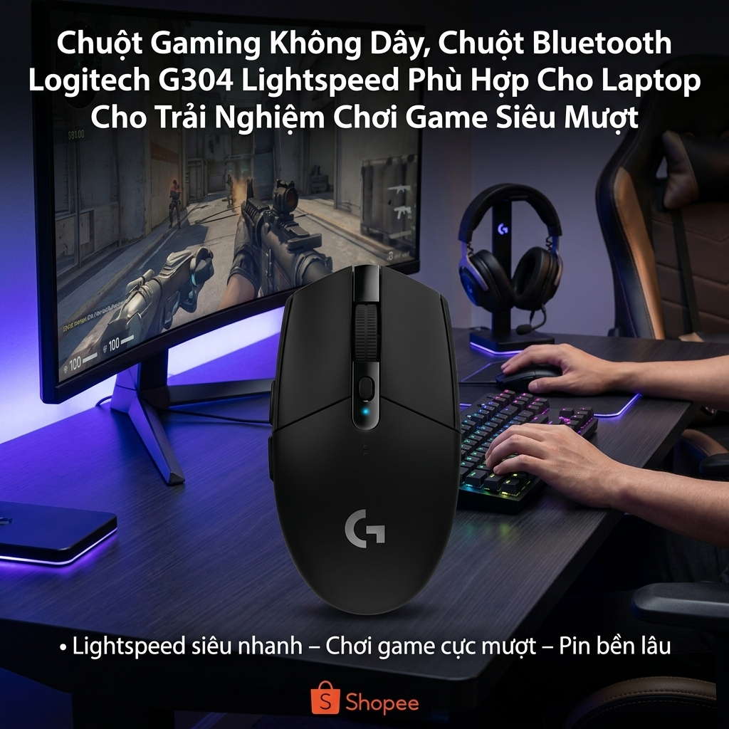 Chuột Logitech G304 Wireless Hero, Chuyên Game FPS MOBA, Tốc Độ 1ms
