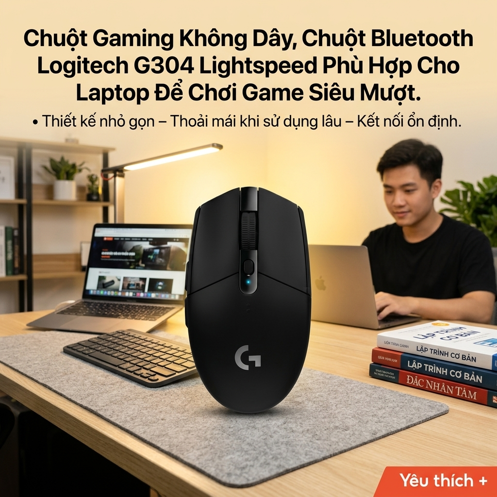 Chuột Gaming Không Dây Logitech G304, Pin Bền 250H, Cảm Biến Hero