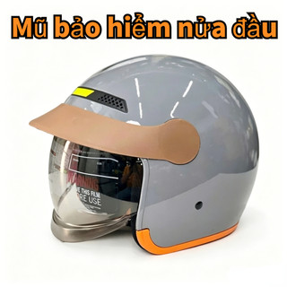 UTUONY Mũ bảo hiểm xe máy 3/4, unisex, có kính chắn gió tích hợp dạng đẩy vào.