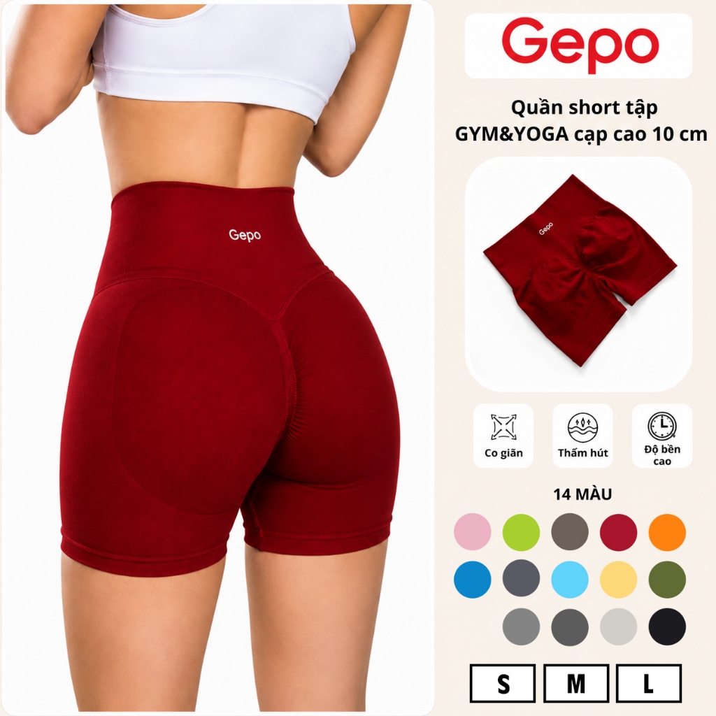 GEPO Quần Short Đùi Tập Gym Cạp Cao Lưng V Có Chun Bản Nâng Cấp 10%Elsaten GP129 | BigBuy360 - bigbuy360.vn