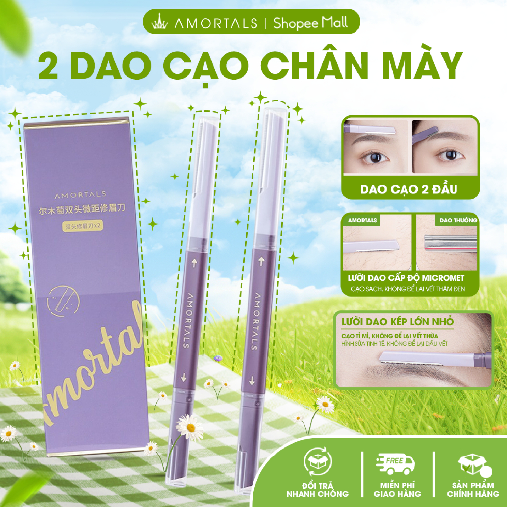 《Amortals Combo》Bộ 3 dao cạo lông mày AMORTALS hai đầu tiện dụng, dao tỉa lông mày cạo râu tiện lợi
