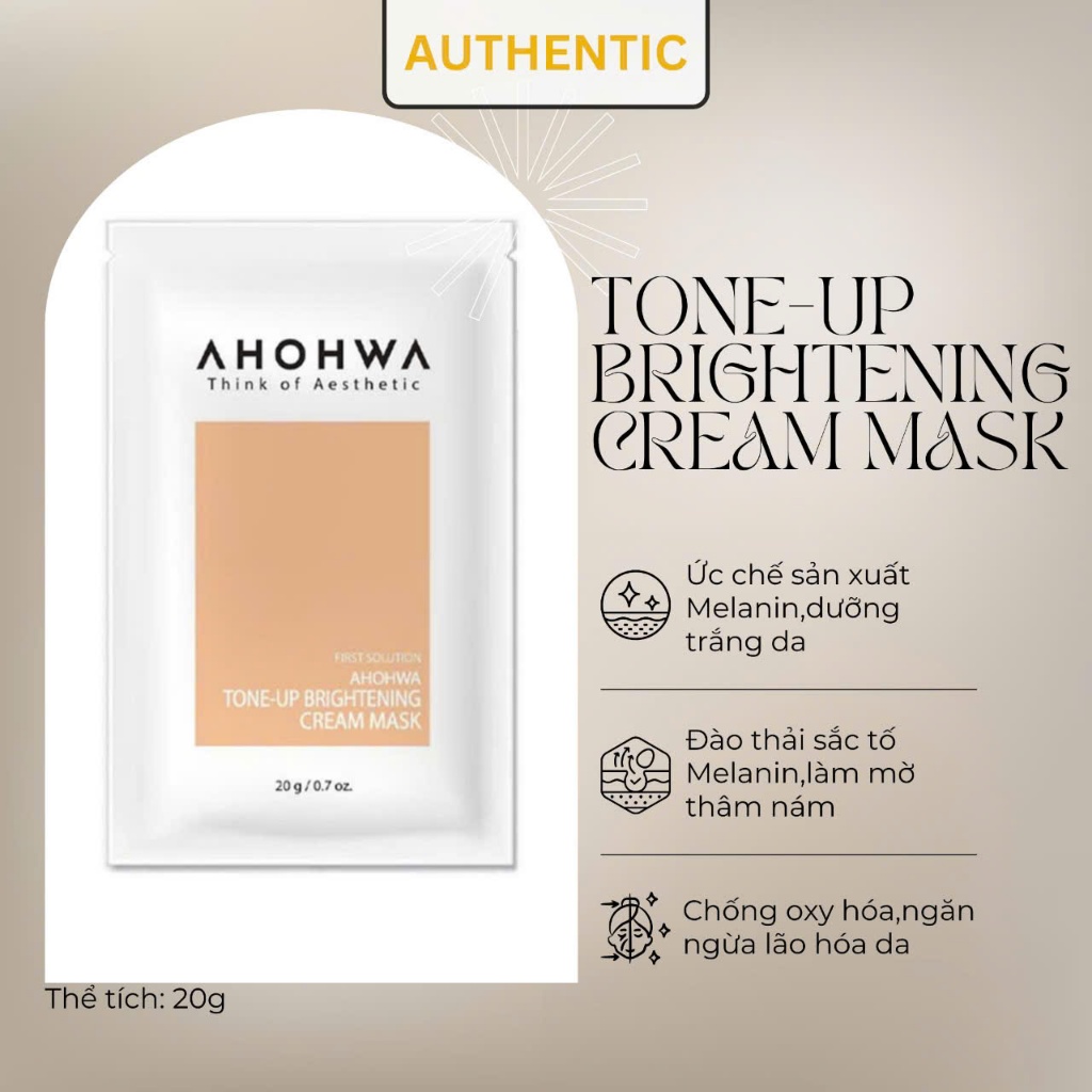 Gói mặt Nạ Ủ Trắng Dạng Kem AHOHWA Tone-Up Brightening Cream Mask