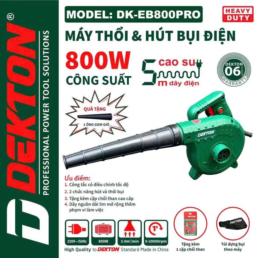 [💯Chính hãng] Máy Thổi Bụi Cầm Tay Dùng Pin Dekton DK-EB800Pro/DK-EB900, Công Suất 800W/900W