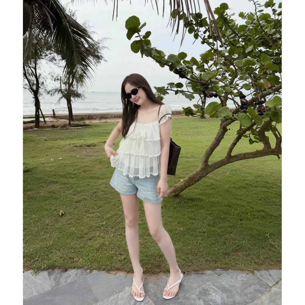 [Hàng Chuẩn QC] Áo Babydoll Voan Bèo Tầng Cánh Tiên Viền Ren Form Xòe Basic Mềm Mát | BigBuy360 - bigbuy360.vn