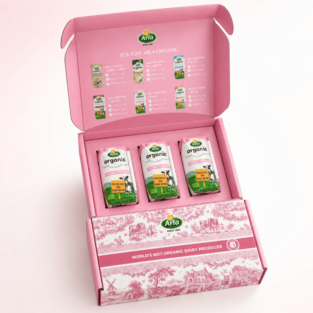 3 Hộp Sữa Tươi Hữu Cơ Nguyên Kem Arla Organic Đan Mạch Chuẩn Sạch, An Toàn Cho Bé (200ml)
