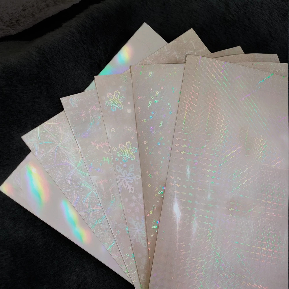 [Top Value] Màng cán Hologram lấp lánh, Decal trong suốt hologram trang trí sticker, toploader Size 