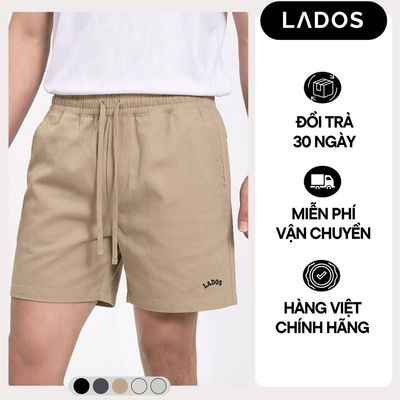 Quần Short Đùi Nam LADOS-4182 Chất Kaki lạnh cao cấp thêu logo, form basic trẻ trung dễ phối đồ
