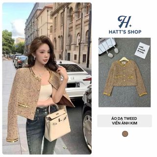 Áo Dạ Tweed Viền Ánh Kim HATT Dáng Croptop Dày Dặn Sang Trọng Thời Thượng