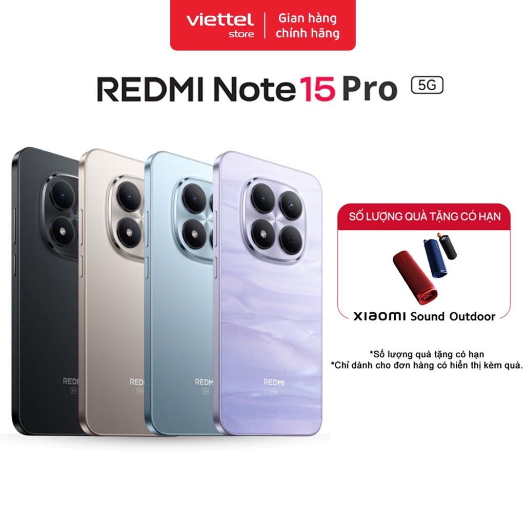 Điện thoại REDMI Note 15 Pro 5G 12GB + 256GB | Pin Lớn 6580mAh| Màn Hình CrystalRes AMOLED 6.83"1.5K