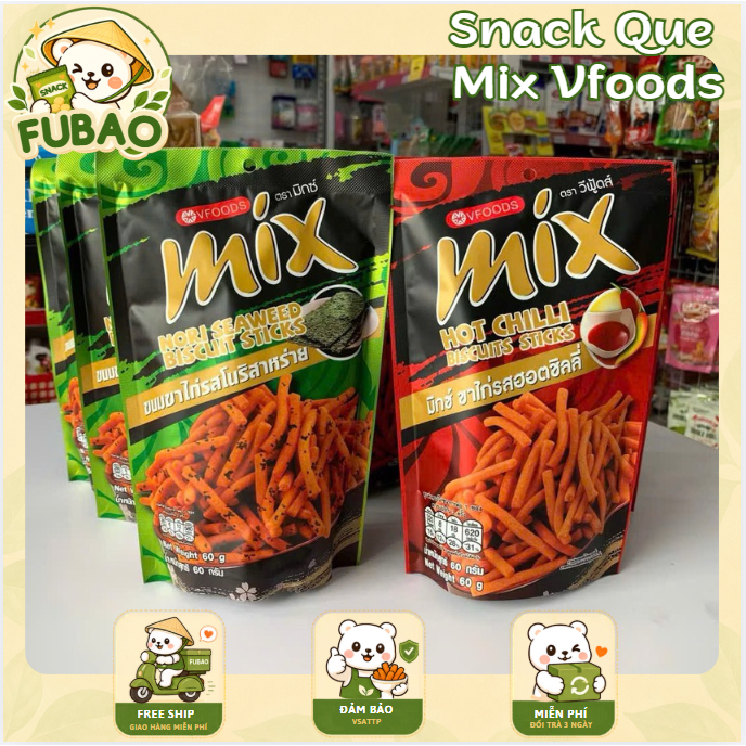 Snack Tăm Que Mix VFoods Thái Lan - Bim Que Mix Nhiều Vị Gói ~50g - Ăn Vặt FUBAO