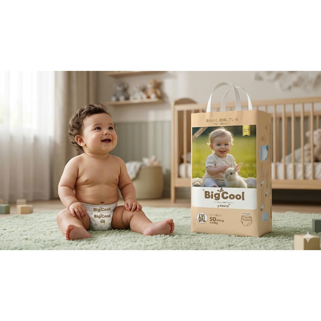 { BIG Cool } Bỉm quần 100 miếng bỉm siêu mềm thấm hút đủ size M đến 6XL