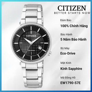 Đồng hồ nữ citizen eco-drive dây thép không gỉ ew1790-57e - mặt đen