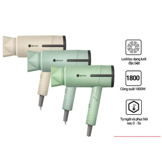 Máy Sấy Tóc Ion Âm Elmich HDE1823, Hàng Chính Hãng, Tay Cầm Xoay Gập, 3 Chế Độ Sấy