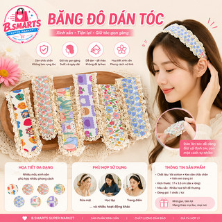 Miếng Dán Tóc Cho Nữ Dạng Dán 34x5cm Họa Tiết Đáng Yêu, Băng Đô Dán Cài Tóc Chất Liệu Vải Phối Ren