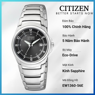 Đồng hồ nữ citizen eco-drive dây thép không gỉ ew1360-56e - mặt đen