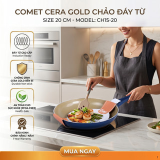 Chảo Chống Dính Đáy Từ Comet Cao Cấp 20cm Nhôm Phủ Ceramic Nano Chống Dính Bền Đẹp Dùng Bếp Từ