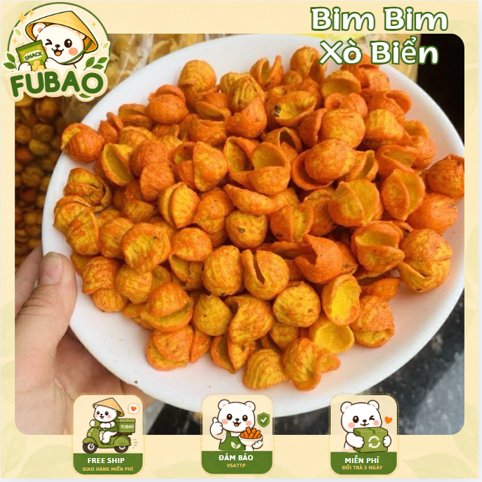 Bim Bim Sò Biển Snack Sò Cay Ngọt - Nui Chiên Hình Vỏ Sò Gói 500g - Ăn Vặt FUBAO