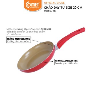 Chảo Chống Dính Đáy Từ Comet Cao Cấp 20cm Nhôm Phủ Ceramic Nano Chống Dính Bền Đẹp Dùng Bếp Từ