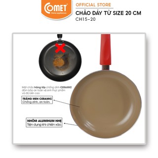 Chảo Chống Dính Đáy Từ Comet Cao Cấp 20cm Nhôm Phủ Ceramic Nano Chống Dính Bền Đẹp Dùng Bếp Từ