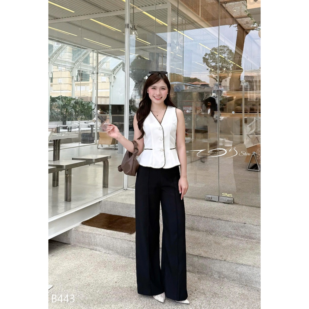 Vis Store - Quần tây nữ lưng cao ống suông rộng công sở